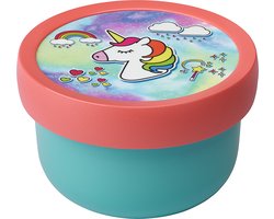 foto van Mepal fruitbox Campus – 300 ml – Inclusief fruitvorkje – Sluit goed af – Snackdoosje – Unicorn