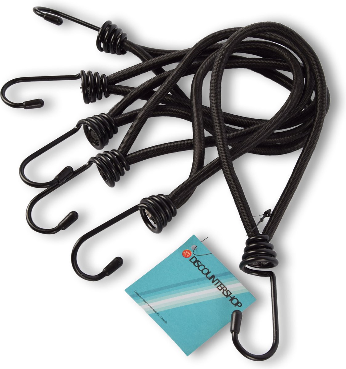 Mini Snelbinders met Haak | Set van 6 Stuks Spanelastiek | Spanrubbers 20 cm Length | Zwart Elastisch Tentspanner
