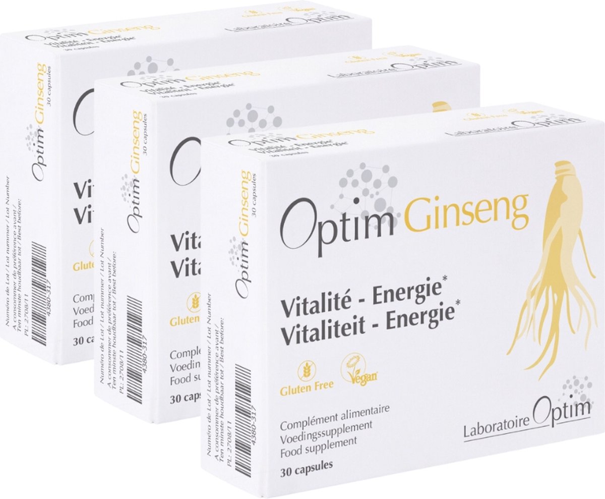 Goedkoopste PACK 3 X Optim Ginseng - 90 capsules - Koreaanse ginseng panax capsules - rode Panax ginseng poeder - gekweekt in België - vitaliteit en energie.
