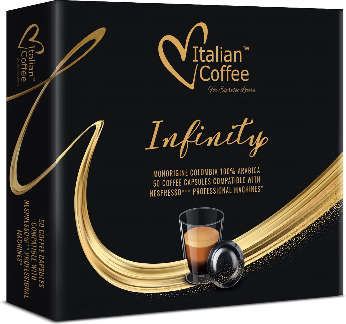 Goedkoopste 100 Arabica Koffie uit Colombia - Italian Coffee 100 capsules voor Nespresso® Pro
