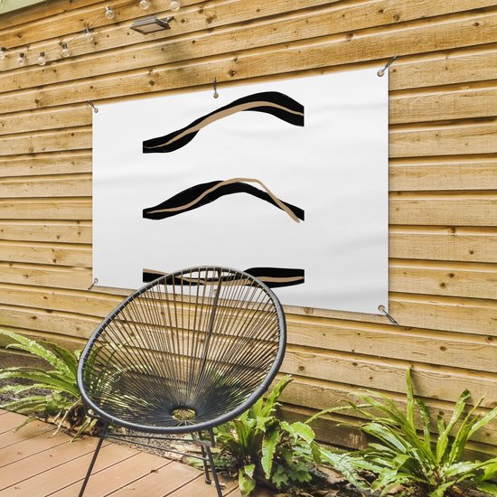 Tuinposter 120x80 cm - Tuindecoratie Lijn - Zwart - Design - Poster voor in de tuin - Buiten decoratie - Schutting tuinschilderij - Tuindoek muurdecoratie - Wanddecoratie balkondoek