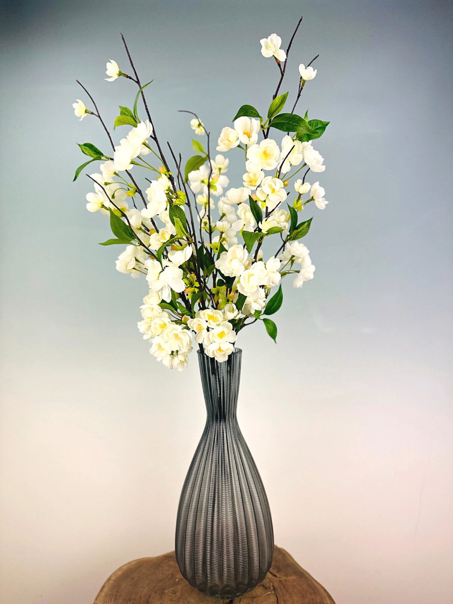 Zijden boeket "Perzik Bloesem" - incl. stijvolle vaas | 80cm | Jarenlang mooi | Een prachtige toevoeging voor elk interieur
