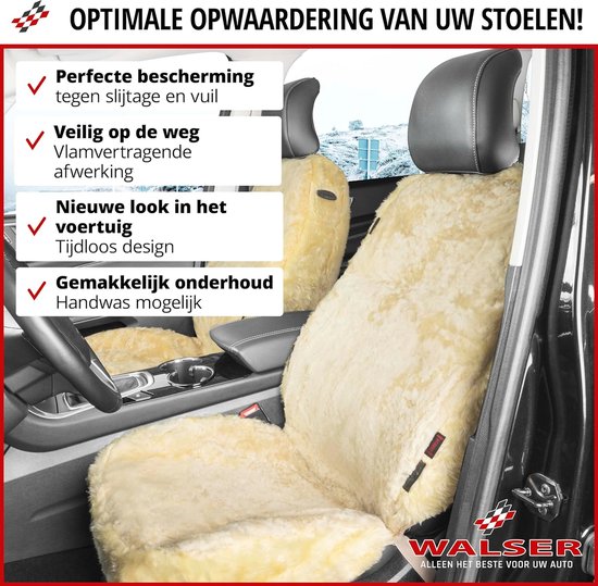 Lamsleren Autostoelhoes WALSER – Beige, Universele Pasvorm – Voor Stoelen Met Zij-Airbag – 1 Stuk Verwarmende Stoelhoes Lamsleren Autostoelhoes WALSER – Beige, Universele Pasvorm – Voor Stoelen Met Zij-Airbag – 1 Stuk Verwarmende Stoelhoes