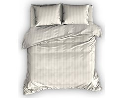Premium hotellinnen katoen/satijn dekbedovertrek ivoor - 240x200/220 (lits-jumeaux) - luxe uitstraling - subtiele glans - excellente kwaliteit