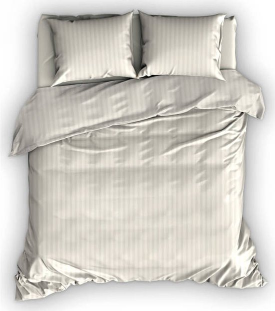 Premium hotellinnen katoen/satijn dekbedovertrek ivoor - 240x200/220 (lits-jumeaux) - luxe uitstraling - subtiele glans - excellente kwaliteit