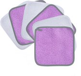 Premium microvezel fleece doek om makeup te verwijderen en uw gezicht te reinigen - hypoallergeen en chemicaliënvrij - 6-pack - 20 x 20 cm (paars,wit)