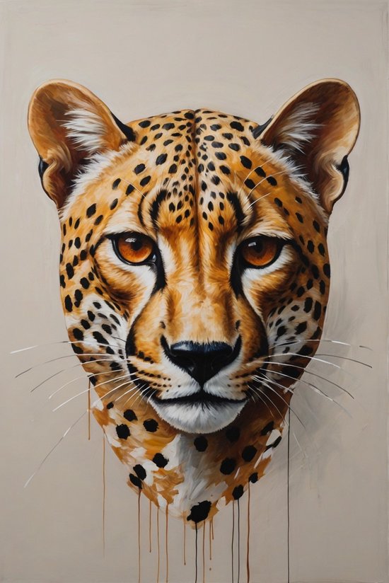 Tableau portrait guépard - Peintures animaux sauvages sur verre - Peintures sur Glas guépard - Décoration murale classique - Acrylique - Accessoires de maison - 40 x 60 cm 5mm