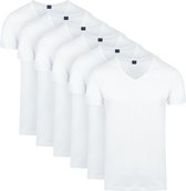 Suitable - Vita T-Shirt V-Hals Wit 6-Pack - Heren - Maat L - Modern-fit
