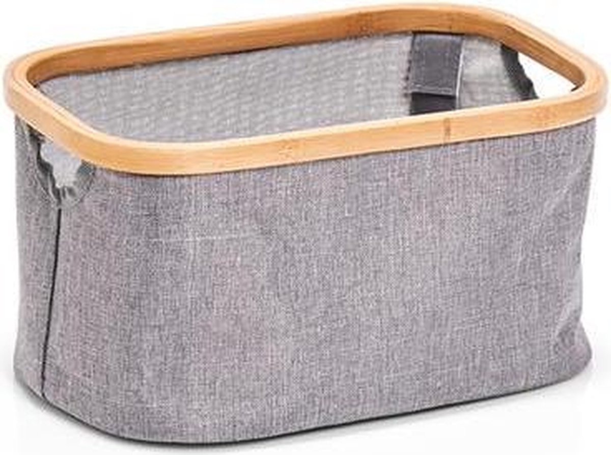 Zeller - Storage Basket, canvas/bamboo, grey
