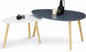 Set de 2 tables basses extensibles Gaia laquée blanc gris scandinave