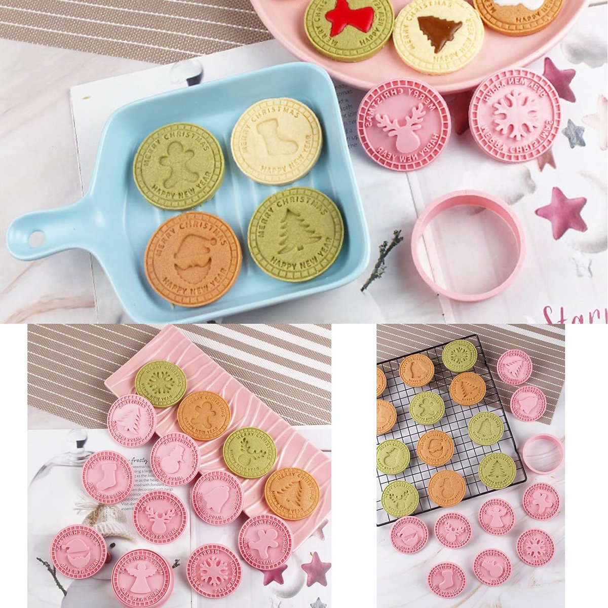 9 stuks uitsteekvormen Kerstmis koekjessnijders Kerstmis koekjessnijders Kerstmis kerstuitstekers kinderen uitsteekvormpjes bakset koekjessnijder voor kinderen (A)