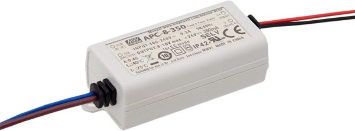 Mean Well LED-DRIVER MET CONSTANTE STROOM - 1 UITGANG - 350 mA - 8.05 W