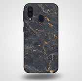 Smartphonica Telefoonhoesje voor Samsung Galaxy A40 met marmer opdruk - TPU backcover case marble design - Goud Grijs / Back Cover geschikt voor Samsung Galaxy A40