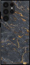 Smartphonica Telefoonhoesje voor Samsung Galaxy S22 Ultra met marmer opdruk - TPU backcover case marble design - Goud Grijs / Back Cover geschikt voor Samsung Galaxy S22 Ultra