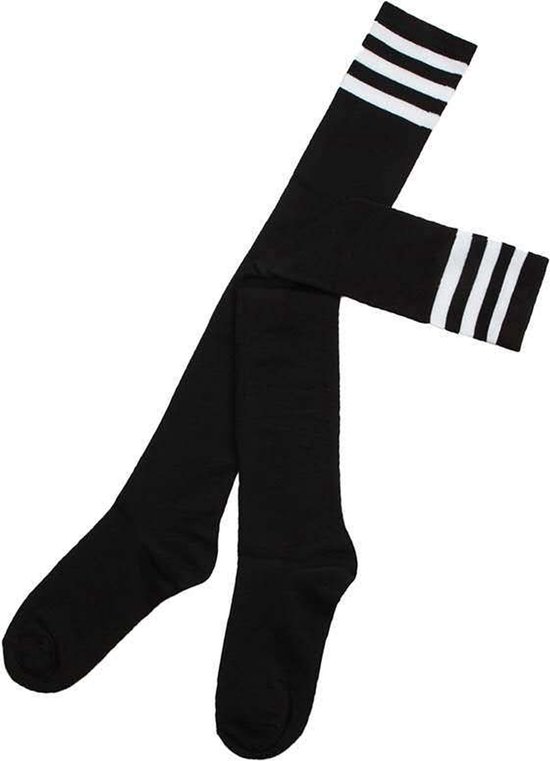 Somstyle Hoge Sokken Dames - 65 cm - Kousen - Thigh Highs - Zwart / Wit