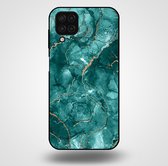 Smartphonica Telefoonhoesje voor Samsung Galaxy A12 met marmer opdruk - TPU backcover case marble design - Goud Groen / Back Cover geschikt voor Samsung Galaxy A12