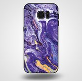 Smartphonica Coque de téléphone pour Samsung Galaxy S7 Edge avec impression marbrée - Coque arrière en TPU design marbre - Or Violet / Back Cover adaptée pour Samsung Galaxy S7 Edge