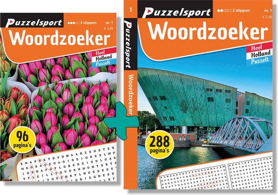 Puzzelsport - Puzzelboekenpakket - 2 puzzelboeken - Woordzoeker 96p + Woordzoeker 288p