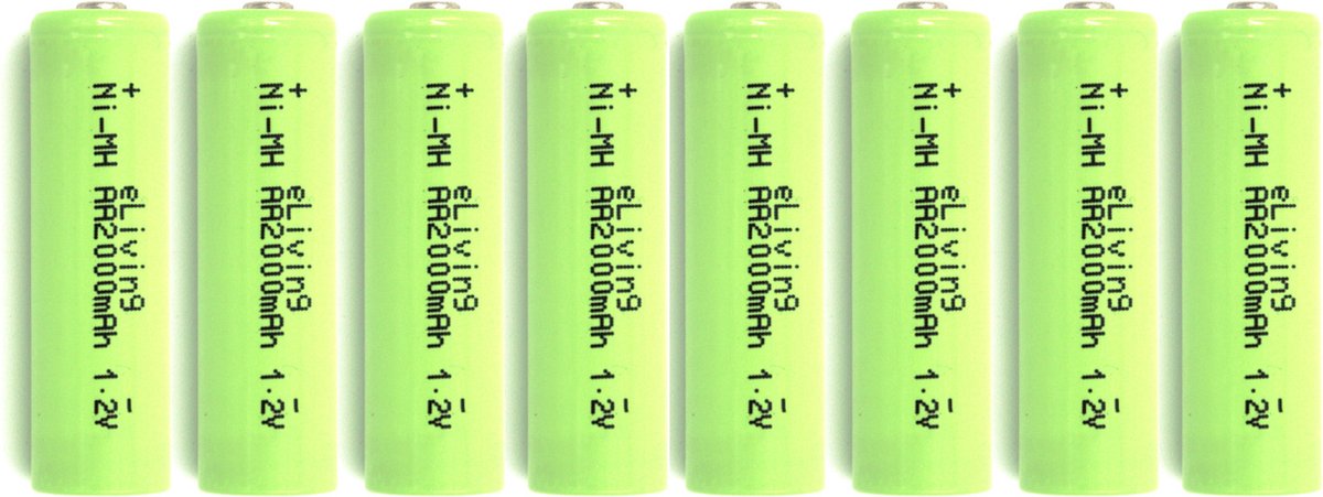 eLiving - Oplaadbare AA batterijen. 2000mAh HR6. Voordeelpack van 8 stuks