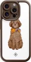 Casimoda® hoesje - Geschikt voor iPhone 14 Pro - Labradoodle - Effen telefoonhoesje met lensbescherming - TPU - Backcover - Bruin/beige