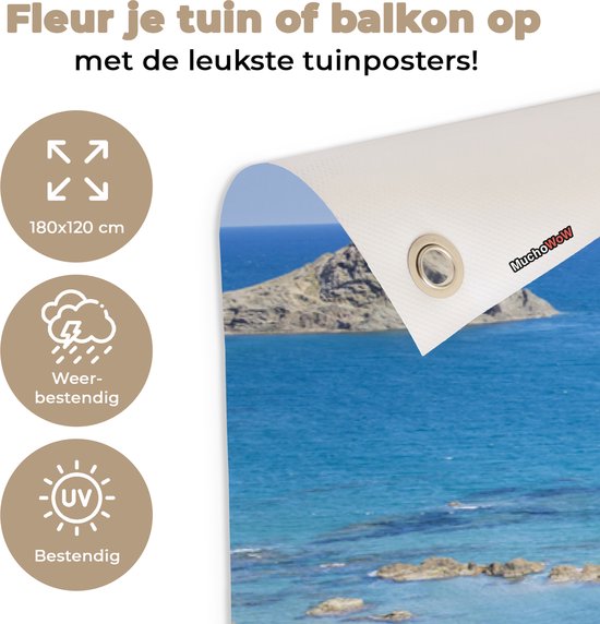 Affiche de jardin La côte rocheuse le long d'Arrecife près de Lanzarote 180x120 cm - Toile de jardin / Toile d'extérieur / Peintures d'extérieur (décoration de jardin) XXL / Groot format!