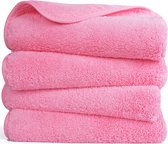 Microvezel handdoek - sneldrogend/niet-pluizend - 4 stuks - roze - 40,64 x 76,2 cm