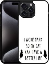 Cazy Hardcase Hoesje geschikt voor iPhone 15 Pro Max Royalty Cat Zwart