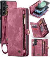 CaseMe 008 Étui livre 2 en 1 et couverture arrière avec portefeuille adapté à la coque Samsung Galaxy S23 FE - Rose