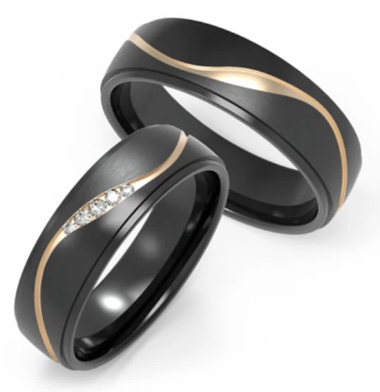 Jonline Prachtige Ringen voor hem en haar |Trouwringen|Vriendschapsringen|Relatieringen| Zwart Goud