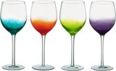 Anton Studio Design set van 4 wijnglazen met gekleurde bodem Fizz - handgeblazen - top kwaliteit