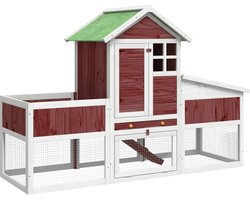 vidaXL - Konijnenhok - 170x63x113 - cm - massief - grenenhout - mokkakleurig
