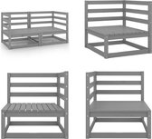 vidaXL Tuinhoekbank 2 st massief grenenhout grijs - Palletbank - Palletbanken - Pallethoekbank - Pallethoekbanken