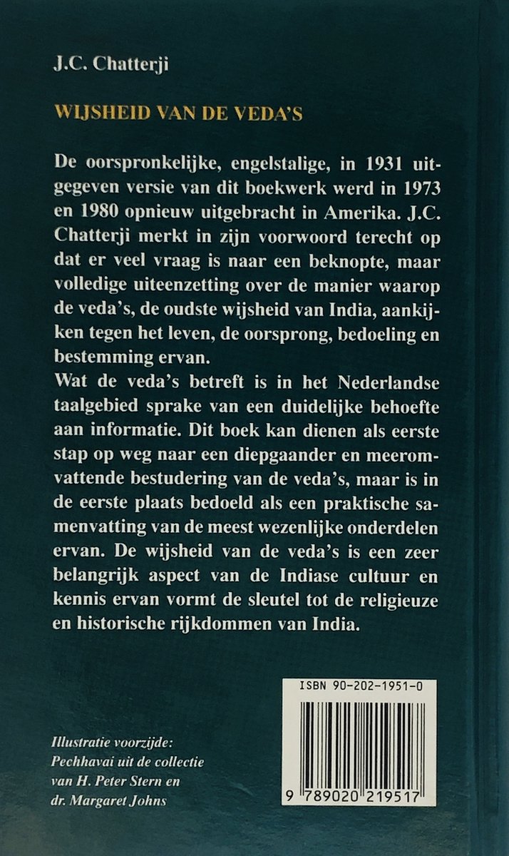 Boekomslag met tekst 'Wijsheid van de veda's'. ISBN 90-202-1951-0.