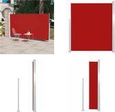 vidaXL Wind-/zonnescherm uittrekbaar 160x300 cm rood - Tuinscherm - Tuinschermen - Terrasscherm - Terrasschermen