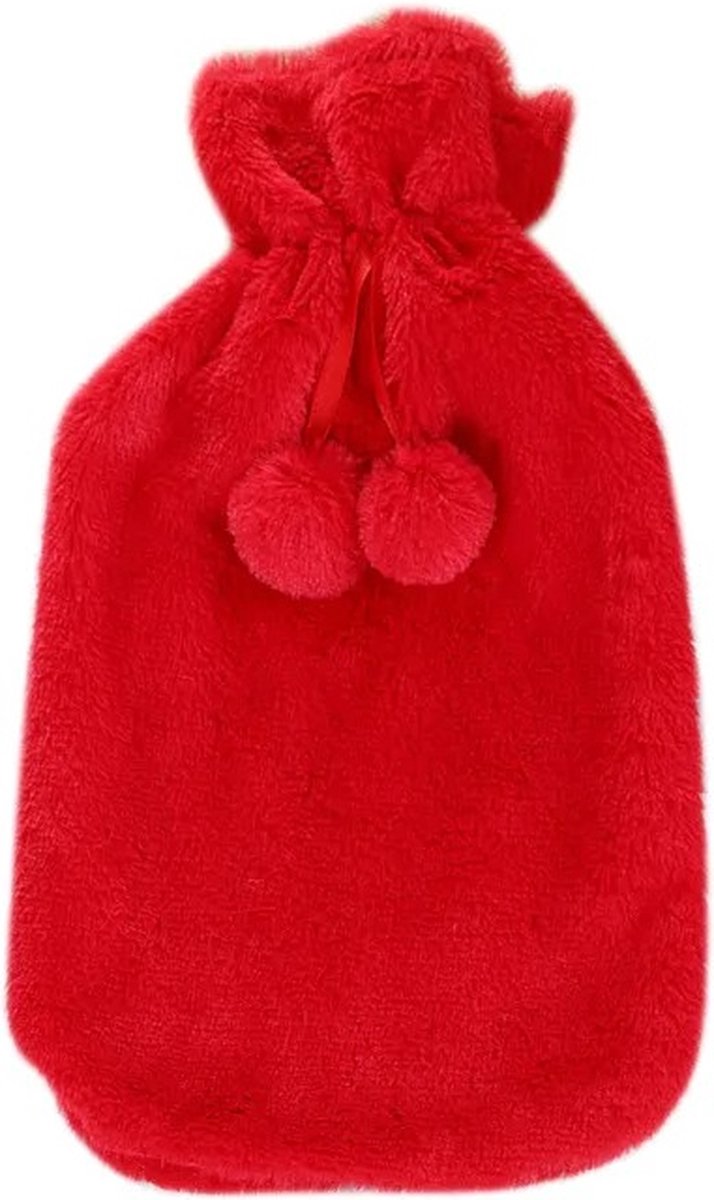 Goedkoopste Kruik met Faux Fur Hoes - Rood - Tot 6 uur Warmte - Heerlijk Zacht - Warmwaterkruik - 1,7 liter - Cadeau voor Vrouw & Man - Pluche - Valentijnsdag Cadeau