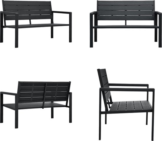 Banc de jardin aspect bois 120 cm PEHD noir - Banc de jardin - Bancs de jardin - Banc de jardin - Bancs de jardin