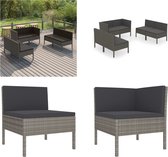 vidaXL 6-delige Loungeset met kussens poly rattan grijs - Loungeset - Loungesets - Lounge Set - Lounge Sets