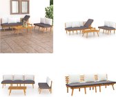 vidaXL 3-delige Loungeset met kussens massief acaciahout - Loungeset - Loungesets - Houten Tuinset - Gazonset