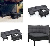 vidaXL 10-delige Loungeset met kussens massief grenenhout zwart - Loungeset - Loungesets - Lounge Set - Lounge Sets
