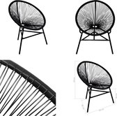 vidaXL Tuinmaanstoel poly rattan zwart - Eetkamerstoel - Eetkamerstoelen - Keukenstoelen - Keukenstoel