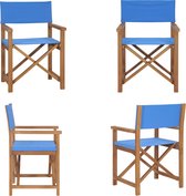 vidaXL Chaise de réalisateur Bois de teck massif Bleu - Chaise de réalisateur - Chaises de réalisateur - Chaise - Chaises