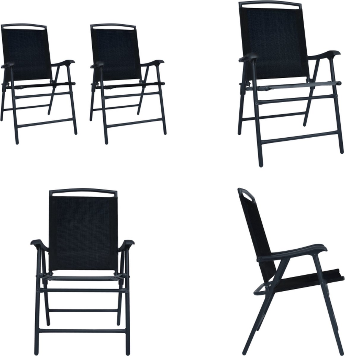 VidaXL Tuinstoelen inklapbaar 2 st textileen zwart Inklapbare Tuinstoel Inklapbare Tuinstoelen Klapstoel Klapstoelen