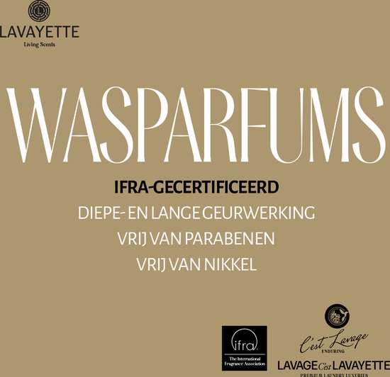 Texte "Waspafurms" avec certification IFRA et "Sans paraben/nickel".