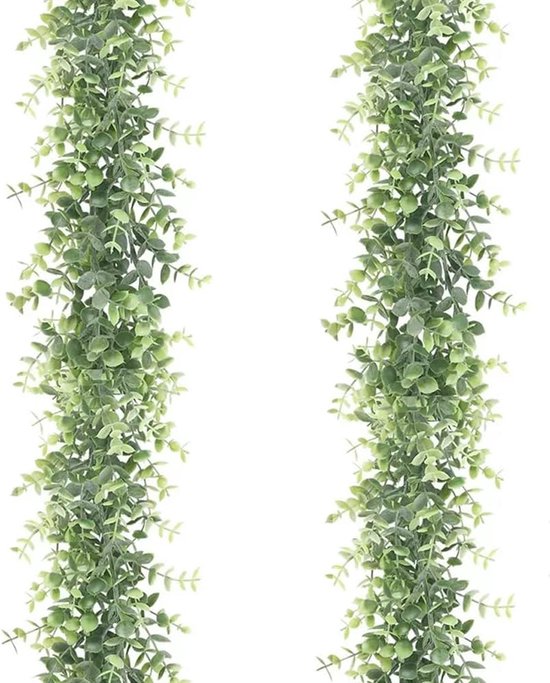 2 stuks kunstmatige eucalyptus slinger, 1,8 m, kunststof kunstplant, eucalyptus, hangende wijnstok voor thuis, keuken, tuin, kantoor, bruiloft of als wanddecoratie