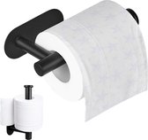 Minismus Porte-rouleau de papier toilette autocollant Zwart - Porte-papier toilette sans Embouts - Idéal pour salle de bain et Toilettes