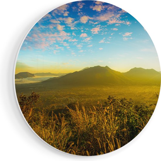 Artaza Forex Muurcirkel Bergen Met Mist In Thailand - 70x70 cm - Wandcirkel - Rond Schilderij - Wanddecoratie Cirkel - Muurdecoratie