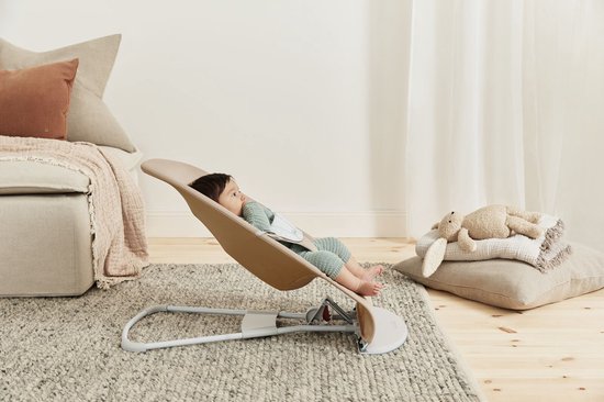 BabyBjörn Wipstoel Balance Soft - Geweven-Jersey - Beige-Grijs - Ergonomisch - Verstelbaar - Inklapbaar — afbeelding 5