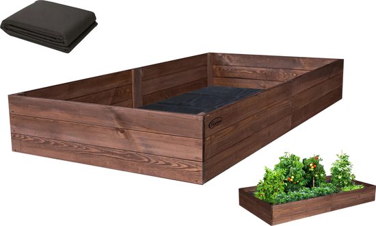 Plateau de culture de plantes IMPRÉGNÉ – Plateau de potager 240x120x27cm INCL. TISSU CAROTTE - Bacs de Aquariums? potager – bois de pin