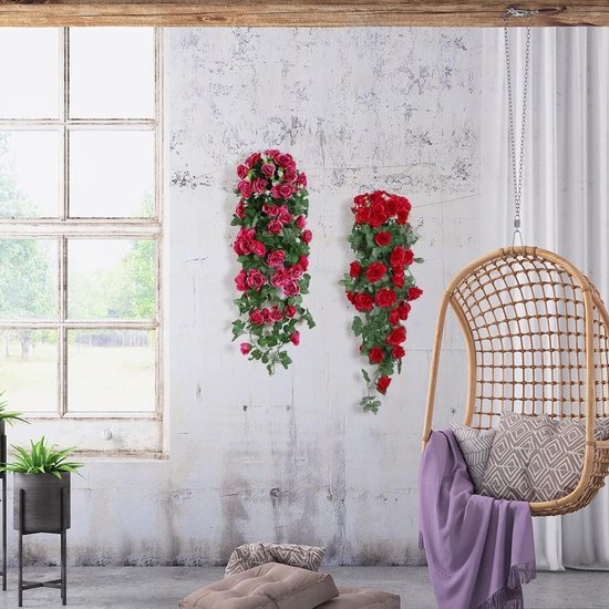 HEIBTENY 12 stuks kunstmatige blauwerebloemen, paarse bloemen, slinger, 60-115 cm, hangende kunstplanten, hangend voor binnen en buiten, decoratie, hangplant, decoratie voor woonkamer, keuken, balkon