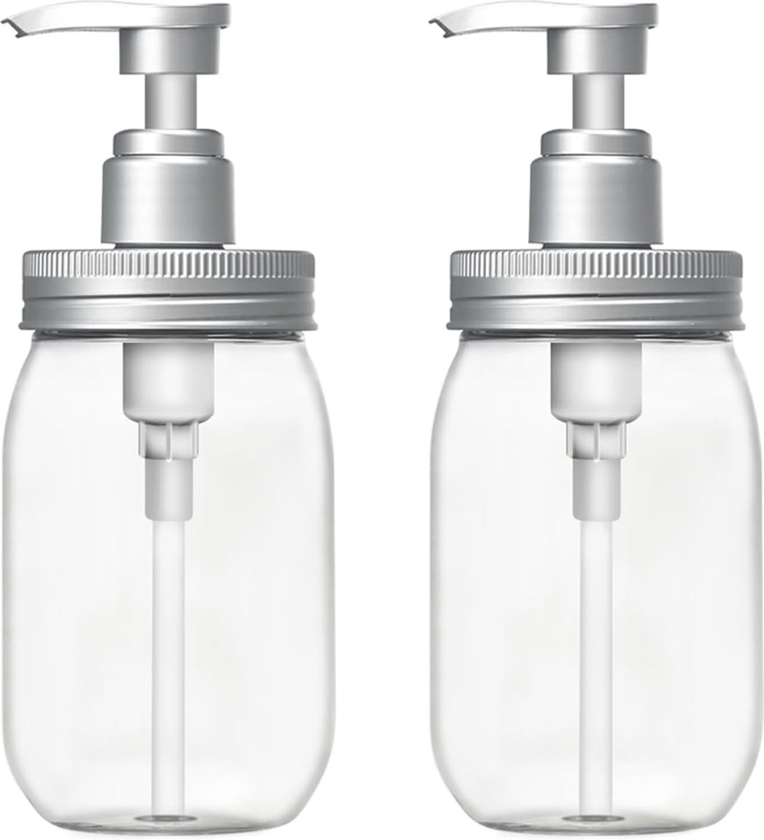 Goedkoopste 2 stuks 450 ml zeepdispensers, BPA-vrij kunststof, eenvoudig met slechts één hand te bedienen, geen lekken en geen druppelen, geschikt voor alle soorten vloeibare zeep of lotions